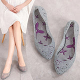 Shoes Hollow Out Flat Autumn Jelly Shoes Shallow Slip On Ladies Soft Loafers Flower Comfortable Casual Beach Shoes