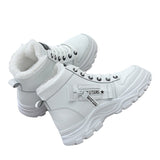 Breakj New Large Plus Velvet High-Top Lace Cotton Shoes Women's Casual Leather Thick Bottom Snow Boots