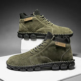 o'clock Street Men's Leather Ankle Boots Stylish Quality Outdoor Shoes for Men Handmade Vintage Casual Flats Lace-up