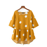 ZANZEA Bohemian Women Blouse 2022 Summer Office Lady Polka Dot Tops Casual Short Sleeve A-line Blusa Femininas Oversized