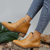 Size Fashion Boots Female 2023 Autumn And Winter New Round Head Pure Color In Simple With Horse Autumn
