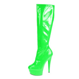 Pop Candy Color Mid-Calf Boots Side Zipper Waterproof Platform Stiletto Pumps Spring And Autumn Pole Dance Shoes
