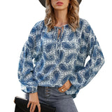 Women Vintage Floral Print Casual Blouse Shirts Women Bow Tie Chiffon Chic Office Female Long Sleeve Femininas Blusas