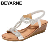 Women's Shoes Summer New Bohemia Wedge Women Sandals Rhinestone Woman Flip Flops Vintage Women Shoes