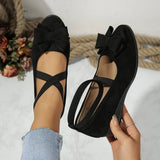 Breakj 2025 New Velvet Bow Cross-Tight With Slope And Large Size Single Shoe