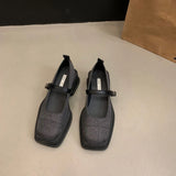 Jane Shoes 2023 Spring Square Toe Sandals Women Shallow Single Pumps Women Fashion Thick Sole
