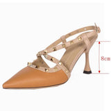 Breakj French Fine-Heeled High-Heeled High-Heeled Rivet Thorned Roman Sandals In The Summer Of