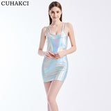Silver Sexy Dress Bodycon Night Club Wear Dresses Woman Gold Party Mini Pencil Bandage Dres Spaghetti Strap