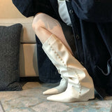 Breakj Trousers Boots 2025 New Net Red Fat Mm Pointed Slope And High But Knee Long Boots