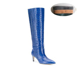 High Heels Western Boots Fashion Knee High Boots Women Microfiber Thin High Heel Long Boots Pointed Toe Autumn Winter