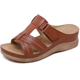 Summer Women Wedge Sandals Premium Orthopedic Open Toe Sandal Vintage Anti-slip Leather Casual Female Platform Retro