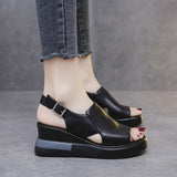 Breakj Cake Thick Bottom Slope And PU Bottom Light Sandals Women Wear Back Empty Buckle Beach Cool