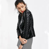 Spring Autumn Winter New Leather Women Jacket Long Sleeve Patchwork black Coat Zipper Design Motorcycle PU