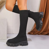 Breakj Women's Boots Socks Boots In The Fall Of 2025 New Large-Size Flying Long-Bottom High-Bottomed