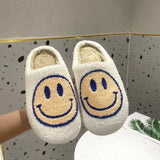 for Woman 2021 Happy Face Slippers of Curly Fluffy Fur Plush Sock Smile Embroidery Indoor Slip-on