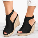 Sandals Cane Hemps Platform High Heels Ladies Shoes 2021 Peep Toe Back Lace up Wedges Female Footwear Summer Woman