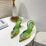 Pumps luxury Crystal Slingback High heels Summer bride Shoes Comfortable triangle Heeled Party Wedding Shoes