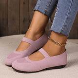 Women's Shoes Flying Breathable Single Shoes Women's Knitted Mesh Large Flat Four Seasons Working Shoes Boat