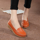 Women Flats Genuine Leather Soft Bottom Spring Summer Flat Shoes Woman Slip On Loafers Plus Size Mothers Nurse Casual