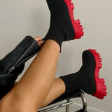 Autumn and Winter New Couple Socks Shoes Thick Bottom Casual Large Size Net Red Knitted Short Boots Female Botas De