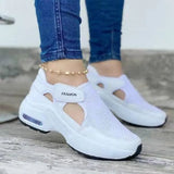 Platform Hook Loop Sneakers Summer Women Thick Bottom Mesh Increaing Shoes 2021 Woman Breathable Walking Shoe Plus