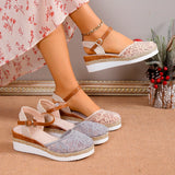 Women Closed Toe Wedge Sandals Women 2024 Summer Buckle Strap Gladiator Shoes Woman Fashion Espadrilles Platform Sandalias
