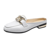 Semi-Slippers Women's Korean Version 2024 New Muller Shoes Children Wear Flat-Soled Fashionable Square-Bottomed