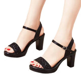 Breakj Temperament High-Heeled Sandals Women 2025 Summer New Fashion Buckle With Roman Sandals Fish Mouth Open Toe Show Women's