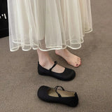 Shoes Women's Spring And Summer Evening Shoes New Style Mary Jane Hundred-Style Soft Leather Doudou Flat Shoes With