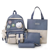 2022 NEW 5-piece set School backpack Canvas Korean Large capacity Women's backpack Kawaii cute doll school girl backpack