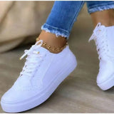 For Women 2022 Autumn Woman Flats Vulcanize Shoes Solid Ladies Bordered Sneakers Casual Female Flat Footwear Plus Size