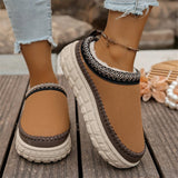 Breakj Thick Bottom Slippers Women In The Autumn And Winter Of 2025 New With Velvet Thicken And Warm Cotton Slippers