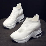 Women Sneakers Breathable Female Knitted Shoes Thick Bottom Walking Shoes Soft Comfortable Spring Air Cushion Summer Casual