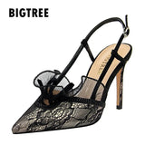 Lace women pumps Fashion Slingback High heels Female Shoes Elegant Thin heeled Office Lady Shoes Sandals Size