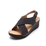 New Sandals Women's Slope And Car Sewing Breathable Magic Sticker Hollow Mother Shoes Large