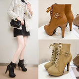 Breakj Autumn 2025 Cross-Tie Martin Boots Fine High Women's Short Boots Fashion Belt Buckle Female