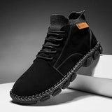 o'clock Street Men's Leather Ankle Boots Stylish Quality Outdoor Shoes for Men Handmade Vintage Casual Flats Lace-up