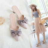 High-Heeled Sandals Summer's New Pointed Bow Bow Head Women's Slippers With Thin Heels And