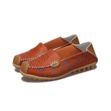 2021 Summer Loafers Shoes Leather Stitching Outdoor Footwear Femme Floral Pattern Mixed Color Sewing Elegant Women