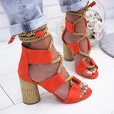 New Sandals Women High Heel Peep Toe Lace Up Sandals Shoes Summer Beach Boho Sexy Gladiator Sandals Shoes