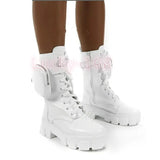 Autumn Winter Bootie Pocket Buckle Strap Pink Chunky Sole Pouch Ankle Boots Shiny Leather Patchwork Arrival Platform