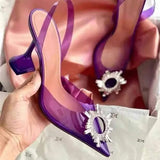 transparent sandals women summer 2021 new rhinestone sexy Baotou jelly banquet high heels Large