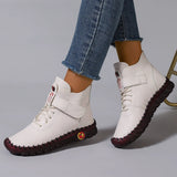Breakj Women's Shoes Plus Velvet Warm High-Cotton Shoes Winter Hand-Sewn Mother Shoes Soft Bottom Flat