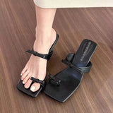 Breakj Summer New Fashion Korean Version Bow Set Toe High Heel Slipper Thin Sandals Women's