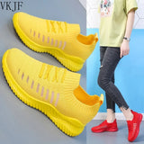 Summer Women's Sneakers Women Running Sport Shoes Woman White Pink Yellow Sneakers Tennis Light Mesh Vulcanize Basket