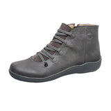 Breakj Autumn / Winter New Women's Boots Large Size Casual Ankle Boots Women's Boots Flat Front Strap Side Zipper Flat Boots Women's