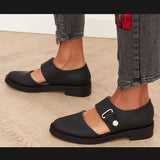 Breakj 2025 Spring New Casual Low Heel Round Head Button Lady Size Single