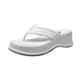 Summer Thick Bottom Slippers Comfy Women Sandals Ladies Mid-heels Flip Flops Platform Shoes Female Comfort Leisure