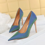 Breakj Sexy Slim Heel Ultra High Heel Silk Satin High Heel Shallow Pointed Heels Women's Singles