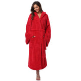 Women Warm Long Robe Bandage Kimono Bathrobe Thicken Coral Bath Thermal Nightgowns Negligee Winter Female Loungewear